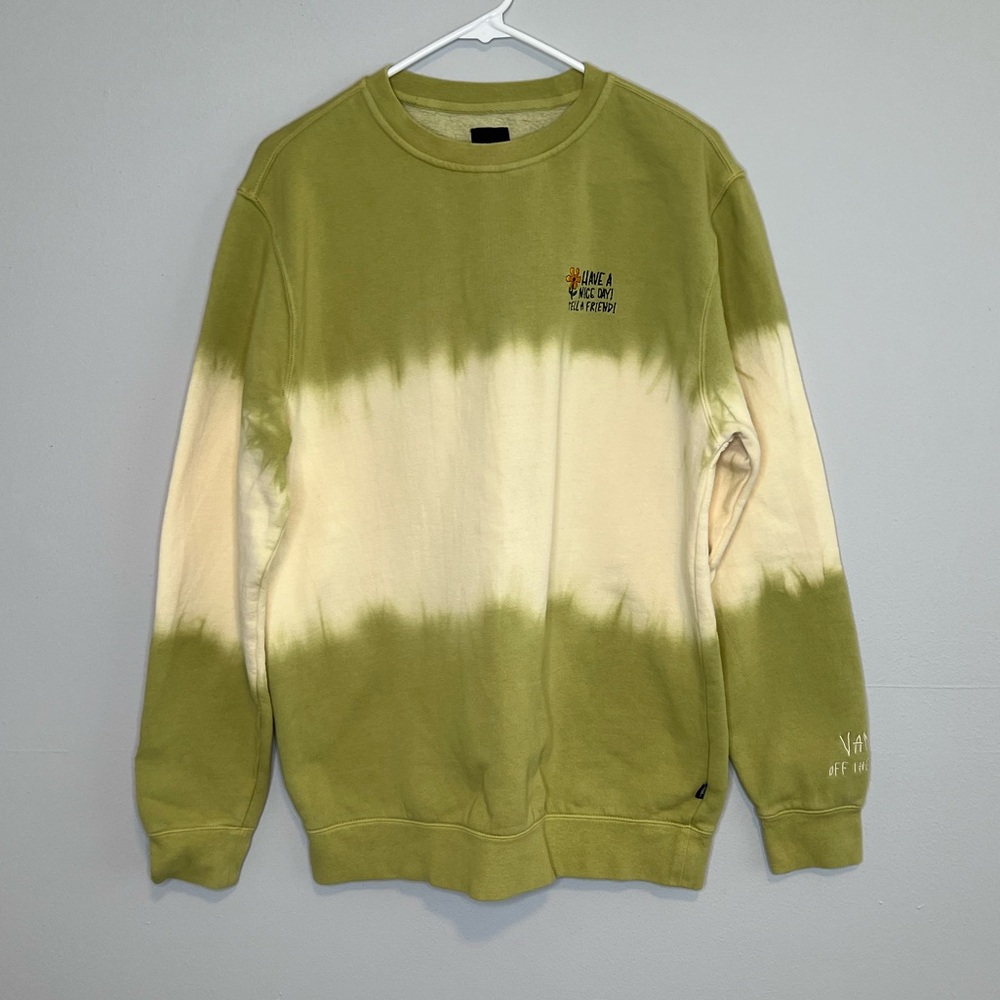 Vans Women’s Green Cream Tie Dye Flower Sweatshirt Medium Have A Nice Day Sun
